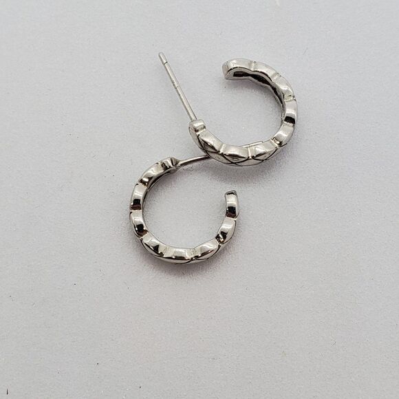 Sterling Silver Hoop Stud Earrings - Picture 2 of 4